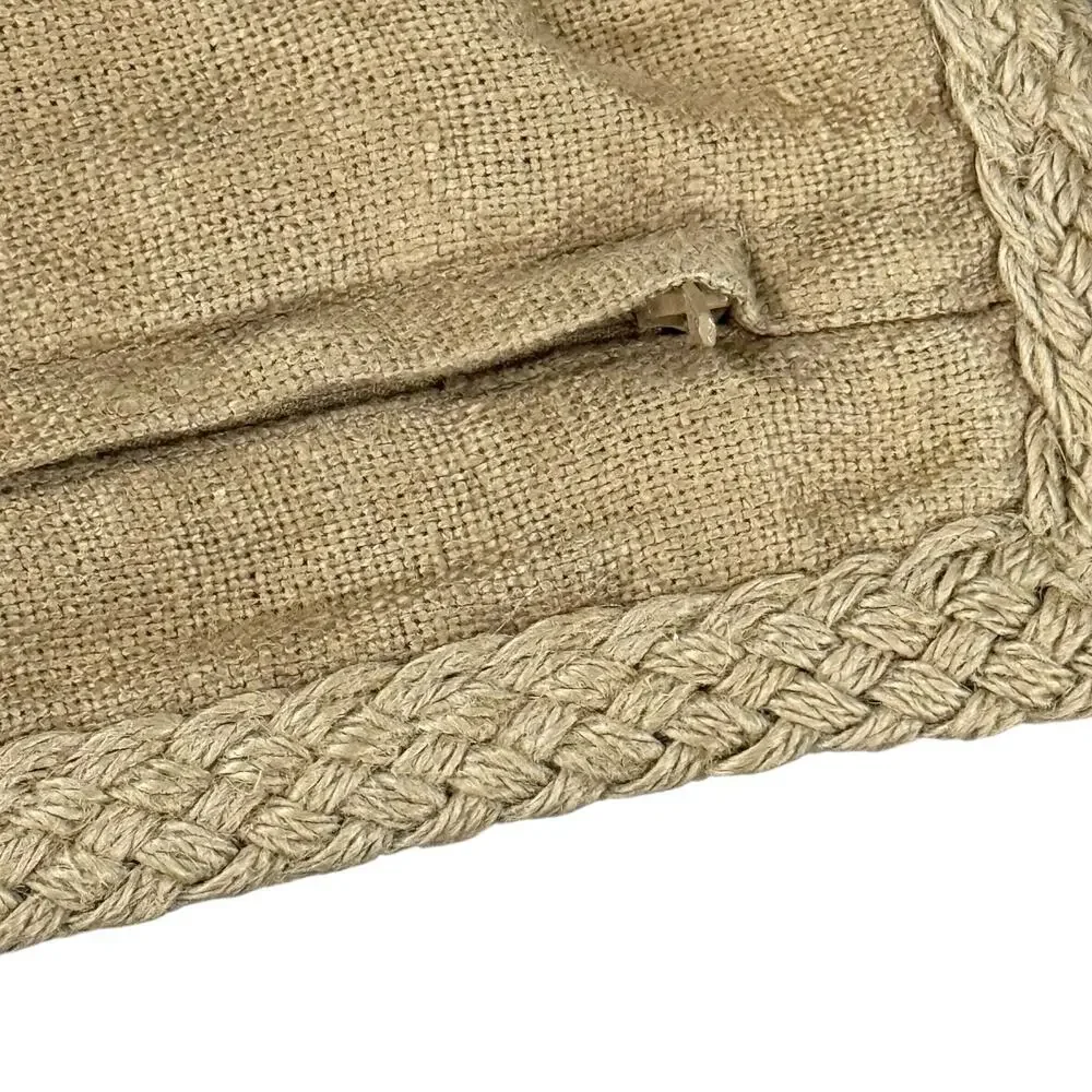 Pottery Barn 100% Linen Accent Pillow Cover Beige Jute Woven Trim 20x20
